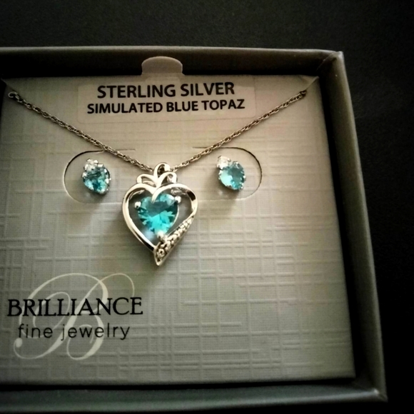 Sterling Silver Blue Topaz Ring and Earring Set - Picture 1 of 1